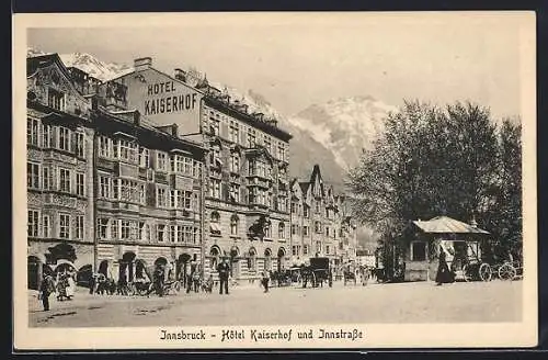 AK Innsbruck, Hotel Kaiserhof und Innstrasse