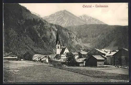 AK Umhausen, Ortsansicht mit Kirche