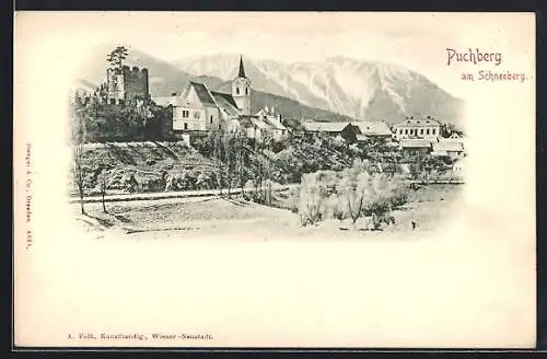 AK Puchberg am Schneeberg, Ortspartie mit Kirche