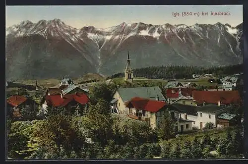 AK Igls bei Innsbruck, Teilansicht mit Bergen