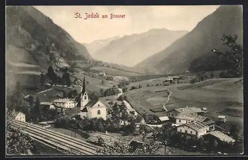 AK St. Jodok am Brenner, Panorama mit Kirche