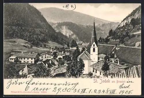AK St. Jodok am Brenner, Totalansicht mit Kirche