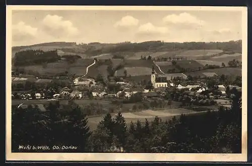 AK Pichl, Panorama mit Feldern und Kirche