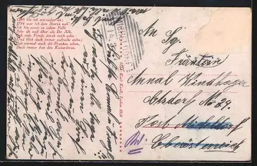 AK Leoben, Blick zum Stadtturm und Gasthaus Zum Mohren