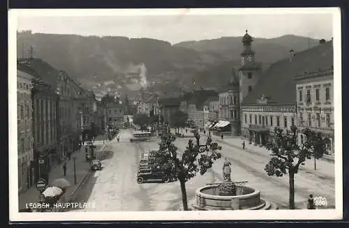 AK Leoben, Hauptplatz mit Brunnen