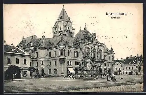 AK Korneuburg, Rathaus mit Denkmal