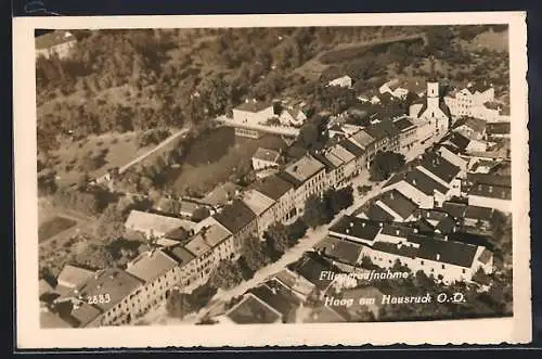 AK Haag am Hausruck, Teilansicht mit Kirche, Fliegeraufnahme