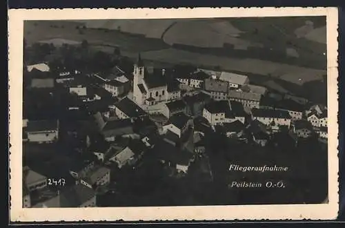AK Peilstein /O.-Ö., Teilansicht mit Kirche, Fliegeraufnahme