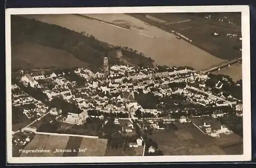 AK Braunau am Inn, Gesamtansicht, Fliegeraufnahme