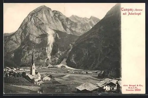 AK Tumpen i. Oetztal, Ortsansicht mit Acherkogel