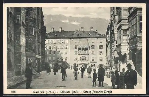 AK Innsbruck, Gasthaus Goldenes Dachl in der Herzog-Friedrich-Strasse