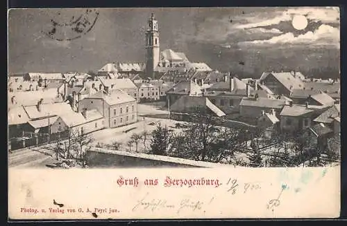 AK Herzogenburg, Teilansicht mit Kirche im Schnee