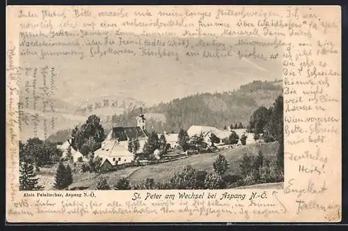 AK St. Peter am Wechsel, Blick auf die Kirche im Ort