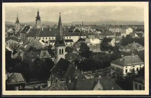 AK St. Pölten /N. D., Ortsansicht mit Blick auf die Kirche