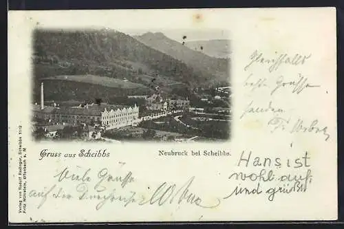 AK Scheibbs, Blick auf Neubruck mit Berglandschaft