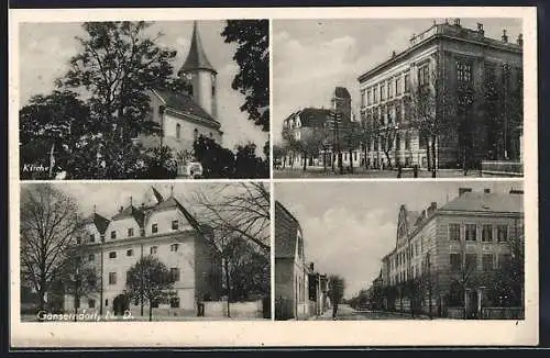 AK Gänserndorf, Kirche, Strassenpartie