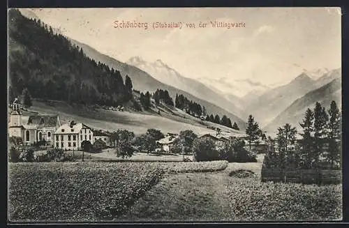 AK Schönberg /Stubaital, Ortsansicht von der Wittingwarte