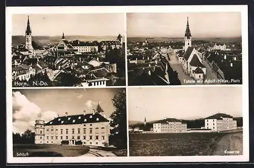 AK Horn, Ortsansicht,  Platz, Kaserne, Schloss
