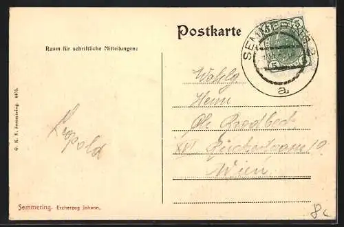 AK Semmering, Hotel Erzherzog Johann mit Post Villa