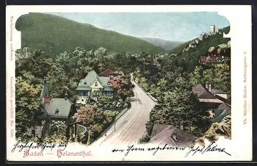 AK Baden /Helenentahl, Strassenpartie mit Kapelle