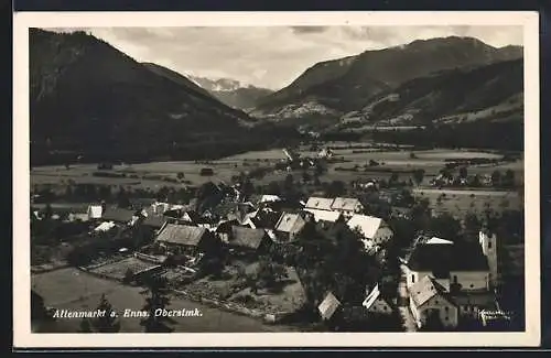 AK Altenmarkt a. Enns, Teilansicht mit Kirche und Strassenpartie
