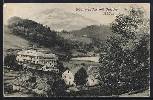 AK Wienerbruck, Ortspartie mit Oetscher