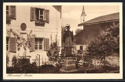 AK Henndorf am Wallersee, Partie am Denkmal