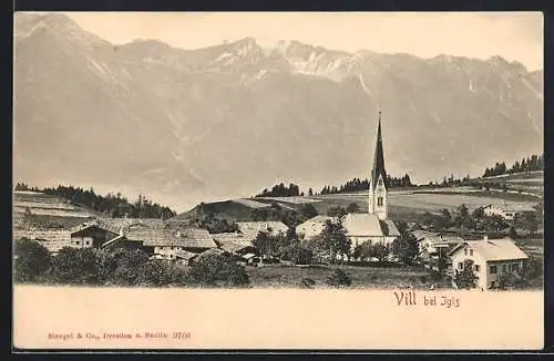 AK Vill bei Igls, Panorama mit Kirche