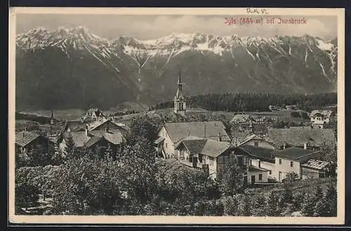 AK Igls bei Innsbruck, Teilansicht mit Bergen