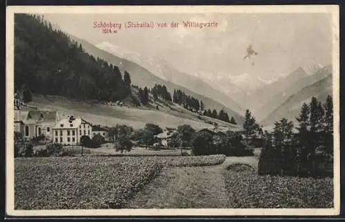 AK Schönberg /Stubaital, Ortsansicht von der Wittingwarte