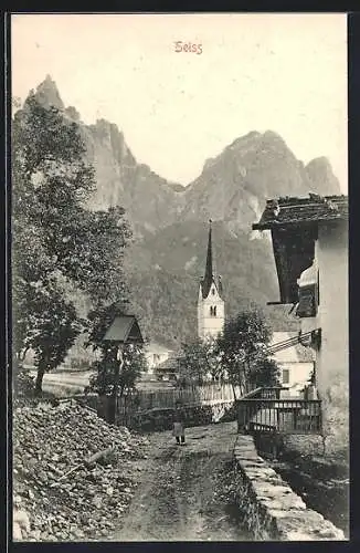 AK Seis am Schlern, Ortsansicht mit Kirche