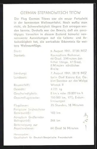 AK Kosmonaut German Stepanowitsch Titow in Uniform