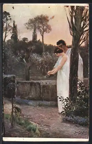Künstler-AK Lapina Nr. 436: Vincius und Lygia im Garten des Linus
