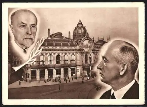AK Praha, Representacni dum, Porträts Präsident Masaryk (TGM) u. Edvard Benes