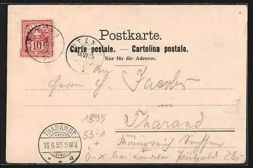 Vorläufer-AK Vitznau, 1895, Hotel Rigibahn, Ortsansicht aus der Vogelschau