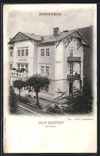 AK Marienbad, Villa Budapest, Kasinopark, Bes. Josef Langhammer