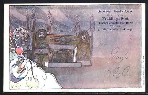 AK Wien, Grosser Fest-Corso am Wiener Prater zum Frühlingsfest 31. Mai bis 2. Juni 1899, Jugendstil