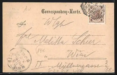 AK Wien, Grosser Fest-Corso am Wiener Prater zum Frühlingsfest 31. Mai bis 2. Juni 1899, Jugendstil