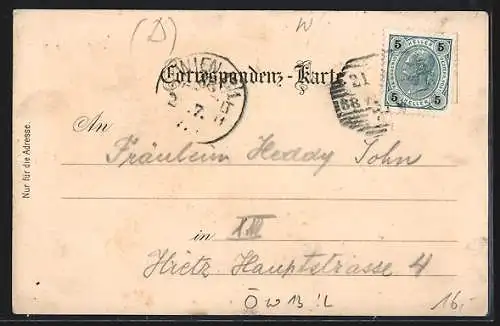 Lithographie Wien-Hietzing, Hotel Hietzinger Hof, Concertgarten, Saalgebäude