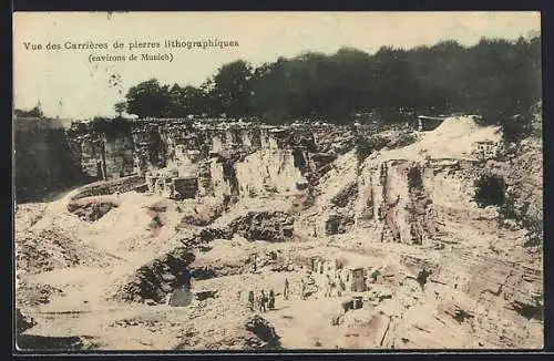 AK Solnhofen, Lithographie-Steinbruch mit Arbeitern