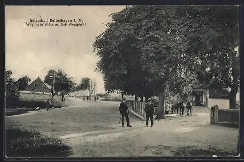 AK Boltenhagen i. M., Weg nach Klütz mit Eck Westphal
