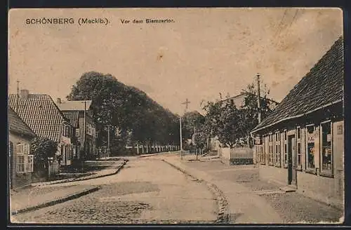 AK Schönberg / Meckl., Strassenpartie vor dem Siemzertor