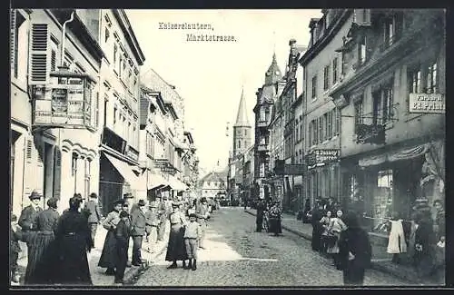 AK Kaiserslautern, Passanten und Geschäfte in der Marktstrasse