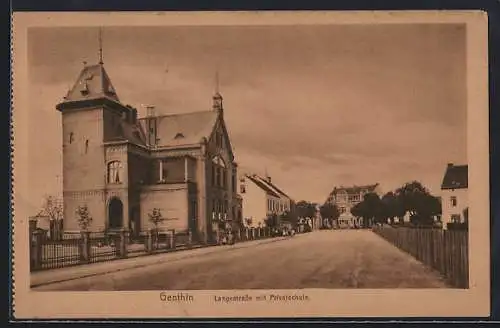 AK Genthin, Langestrasse mit Privatschule