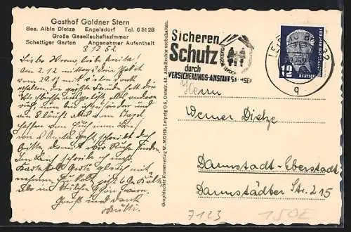 AK Engelsdorf / Sachsen, Gasthof Goldner Stern, Bes. Albin Dietze