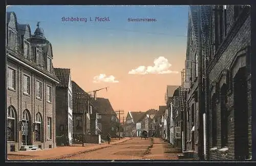 AK Schönberg / Meckl., Siemzerstrasse mit Pferdekarren