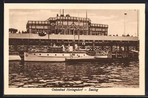 AK Heringsdorf / Ostseebad, Seesteg mit Booten
