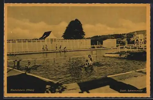 AK Bischofsheim /Rhön, Badegäste im städt. Schwimmbad