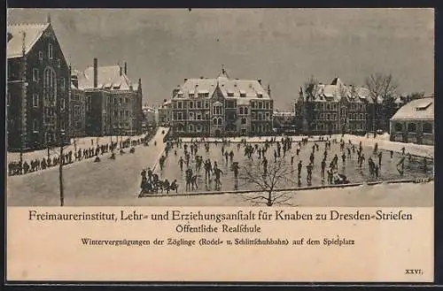 AK Dresden-Striesen, Freimaurerinstitut und Öffentliche Realschule, Wintervergnügungen der Zöglinge