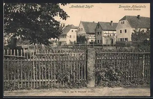 AK Dresden-Altseidnitz, Partie in der Sorben-Strasse